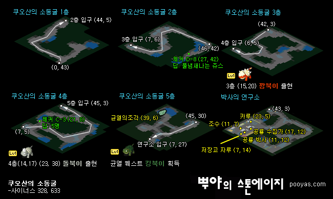 쿠오산의 소동굴 지도